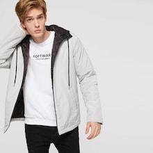 Shein Men Quilted Lined Zip Up Hooded Coat