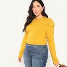Shein Plus Puff Sleeve Fitted Tee