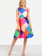 Shein Color Block High Waist Dress