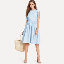 Shein Ruffle Embellished Fit & Flare Denim Dress