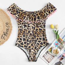 Shein Pom Pom Leopard Swimsuit