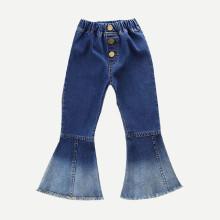 Shein Girls Contrast Ombre Raw Hem Flare Leg Pants