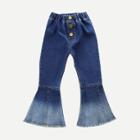 Shein Girls Contrast Ombre Raw Hem Flare Leg Pants