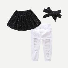 Shein Girls Polka Dot Tube Top With Ripped Pants