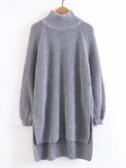 Shein Raglan Sleeve High Low Hem Longline Sweater