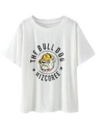 Shein White Cartoon Dog Print Casual T-shirt