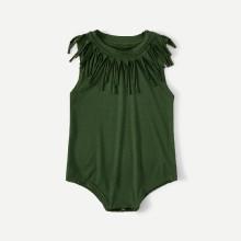 Shein Girls Tassel Trim Romper