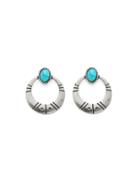 Shein Open Hoop Earrings With Turquoise Detail