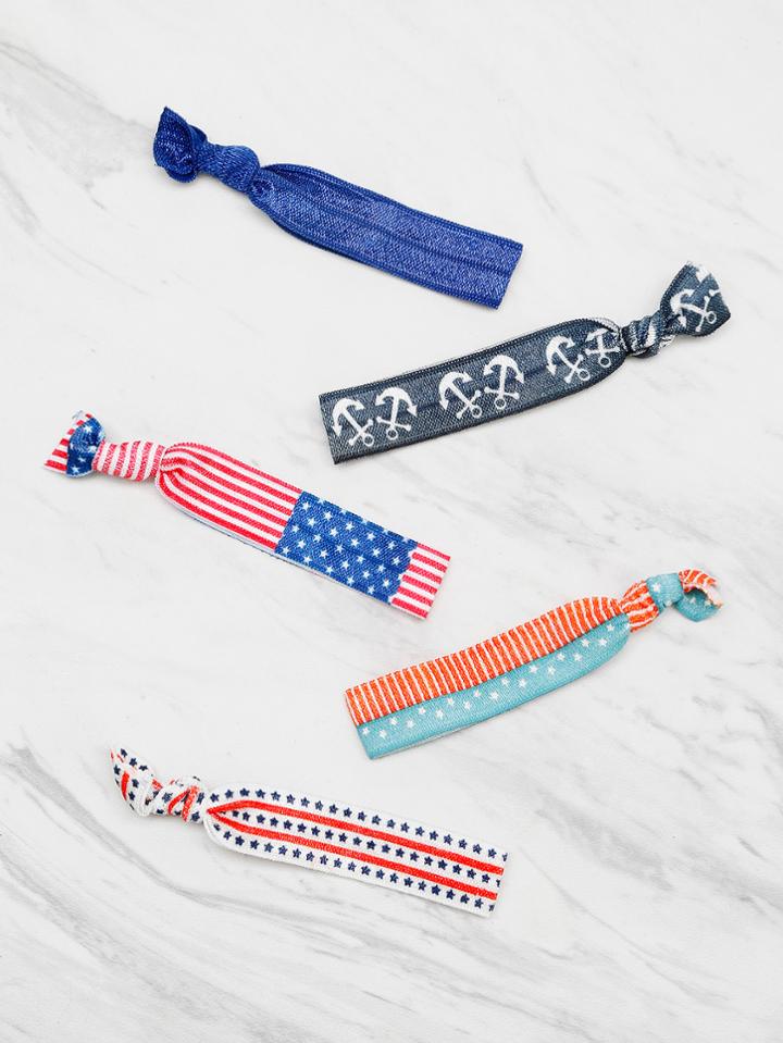 Shein Star And Anchor Pattern Hair Tie Set