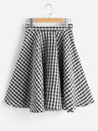 Shein Zip Side Textured Gingham Circle Skirt