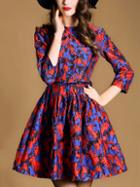 Shein Multicolor Round Neck Length Sleeve Dress