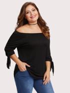 Shein Off Shoulder Knit Cuff Top