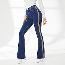 Shein Stripe Side Flare Hem Jeans