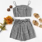 Shein Zip Up Back Plaid Cami With Shorts