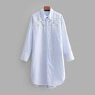 Shein Eyelet Embroidered Curved Hem Shirt Dress