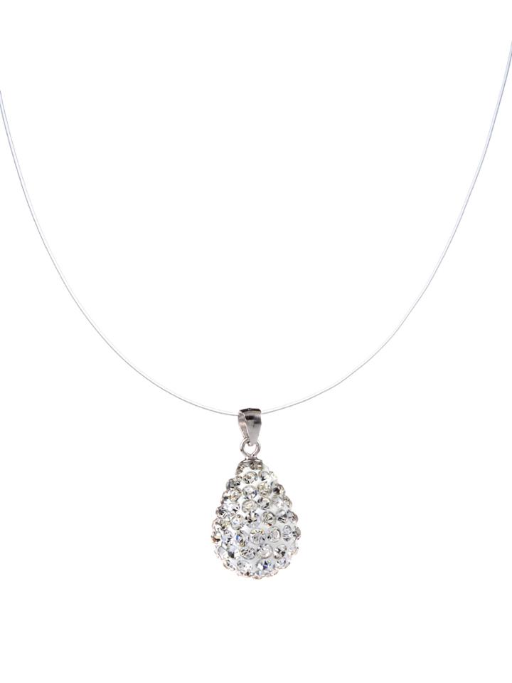 Shein White Crystal Water-drop Necklace Pendant