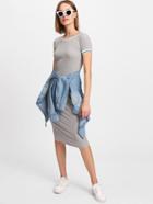 Shein Striped Trim Ribbed Knit Dress