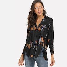 Shein Floral Print Split Side Blouse