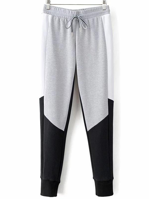 Shein Color Block Drawstring Waist Pants