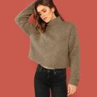 Shein High Neck Crop Teddy Pullover