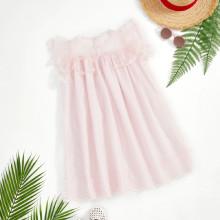 Shein Girls Flounce Embellished Mesh Applique Dress