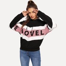 Shein Letter Print Chevron Hoodie