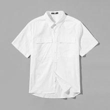 Shein Men Double Pocket Patched Front Shirt