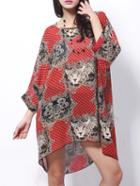 Shein Red Tiger Print Dolman Top