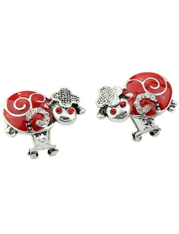 Shein Red Glaze Diamond Insect Earrings