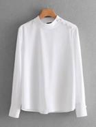 Shein Beaded Shoulder Band Collar Blouse