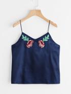 Shein Satin Embroidered Appliques Cami Top