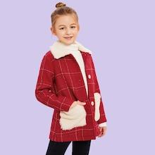 Shein Girls Single Breasted Faux Fur Coat
