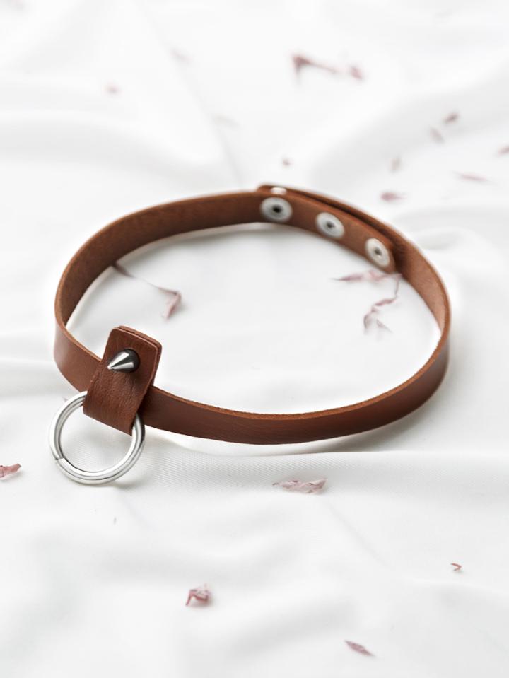 Shein Brown Faux Leather O Ring Choker
