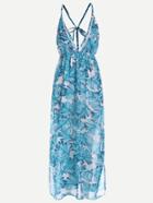 Shein Jungle Print High Split Ladder Cutout Cover Up Dress