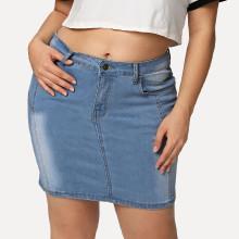 Shein Plus Pocket Side Denim Skirt