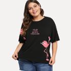 Shein Plus Flamingo Print Short Sleeve T-shirt