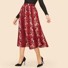 Shein Snakeskin Print Swing Skirt