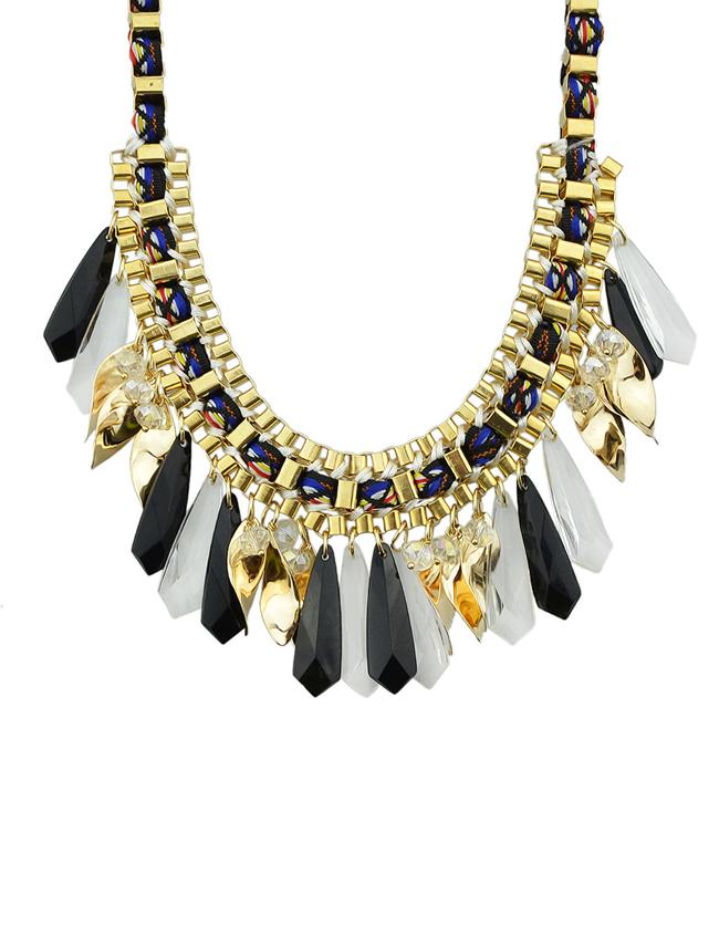 Shein Black Long Stone Collar Necklace