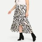 Shein Plus Waist Knot Leopard Print Skirt