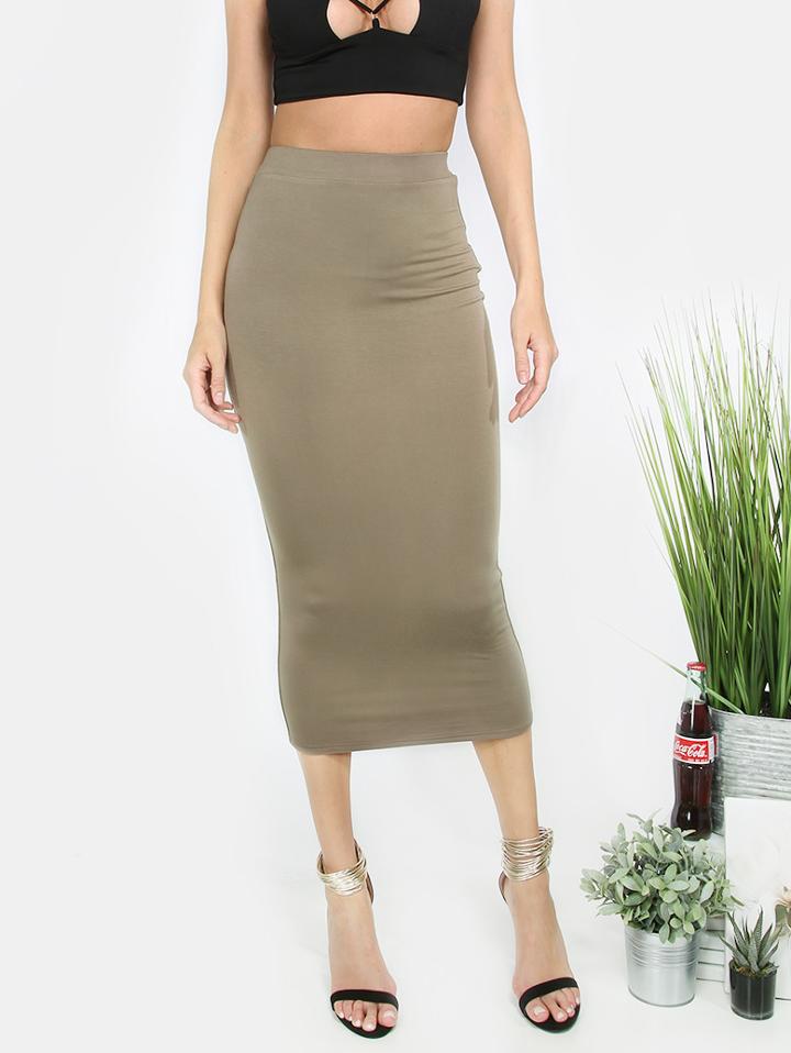 Shein Army Green Casual Basic Skirt