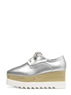 Shein Silver Round Toe Lace-up Platform Sneakers