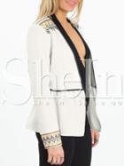 Shein White Long Sleeve Embroidered Blazer