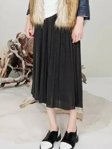 Shein Black Pleated Knit Skirt