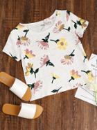 Shein Floral Print Crop T-shirt