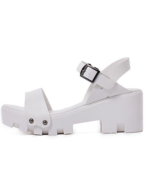 Shein White Lug Sole Open Toe Platform Sandals