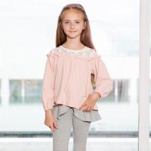 Shein Girls Frill Trim Contrast Lace Blouse