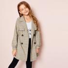 Shein Girls Double Button Plaid Coat