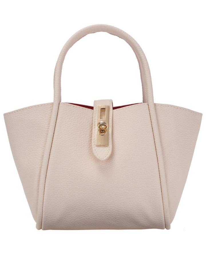 Shein Beige Twist Lock Pu Two Pieces Tote Bag