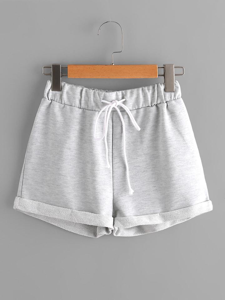 Shein Heathered Knit Cuffed Shorts