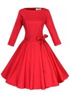 Rosewe Bowknot Decorated Round Neck Flare Dress